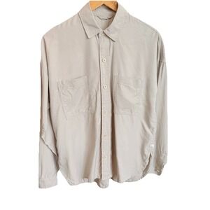 Vuroi Shirt Women's Trestles Twill Linen Minimalist Capsule Coastal Sz Small